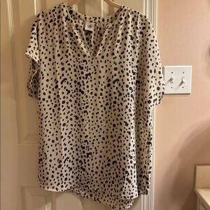 CAbi Cream and purple Polka Dot Blouse